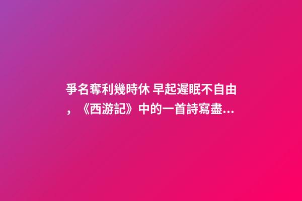 爭名奪利幾時休 早起遲眠不自由，《西游記》中的一首詩寫盡世間百態-第1張-觀點-玄機派
